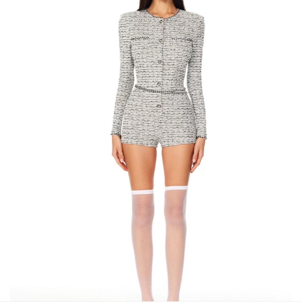 Elegant Monochrome Tweed Romper